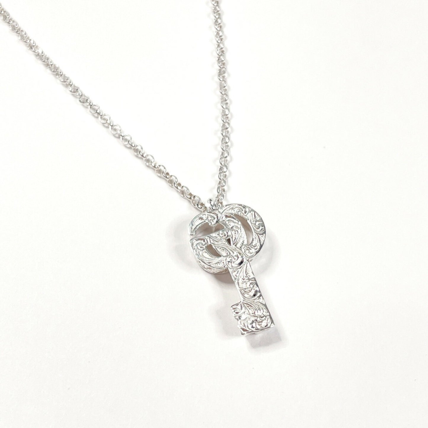 GUCCI Double G Key Arabesque Necklace Silver Women's