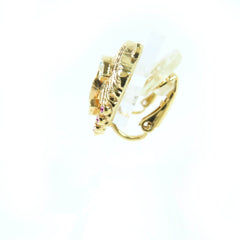 CHANEL G23C Coco Mark Rhinestone Shell Design Earrings, Gold, with Box, Made in France, Women's — Like New