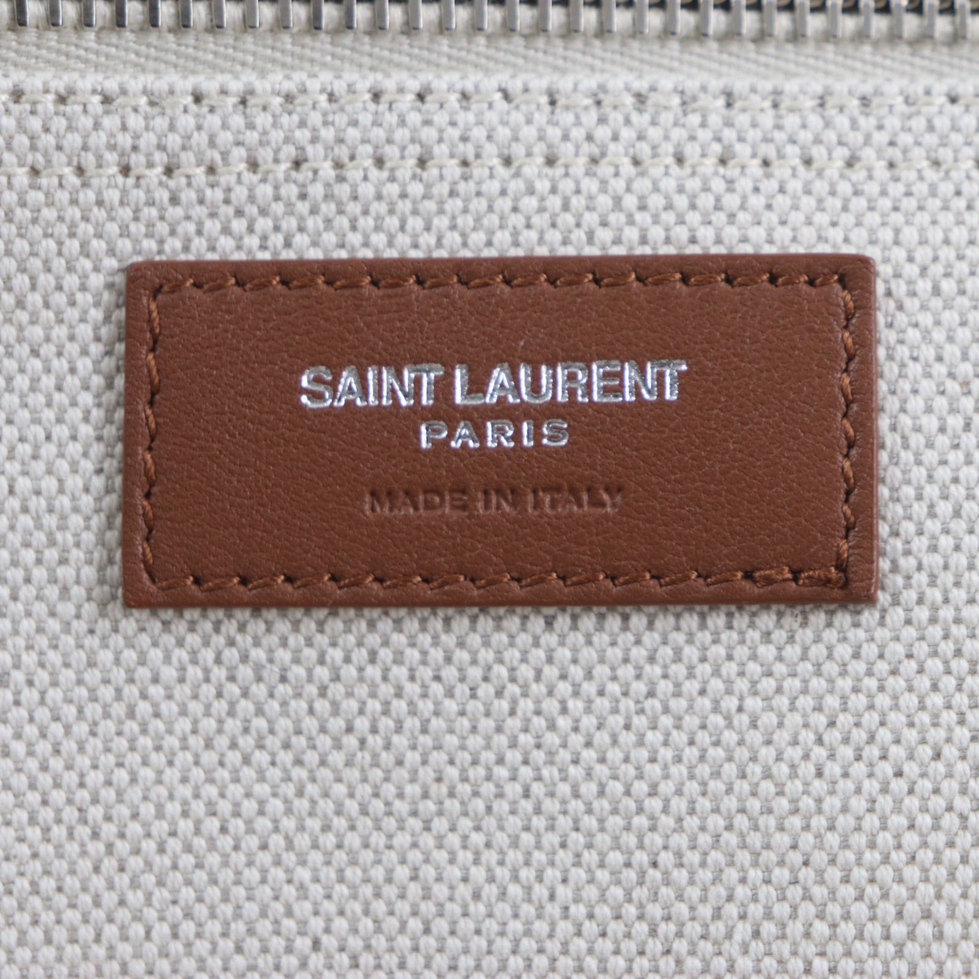 SAINT LAURENT 685543 Rive Gauche Maxi 2-Way Shopping Bag, Canvas and Leather Tote Beige Brown, Includes Dust Made in Italy, Men's — Like New