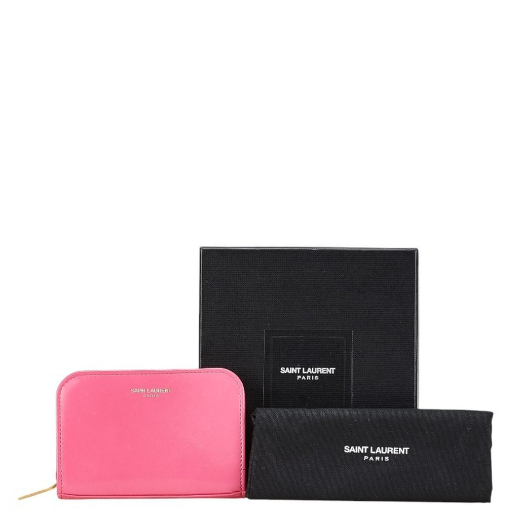 Saint Laurent Round Coin Case 326598 Pink Leather Women's SAINT LAURENT