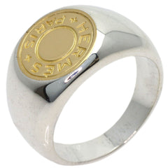 Hermes Sellier Clou de Selle Ring, 18K Yellow Gold/Silver, Women's — Like New