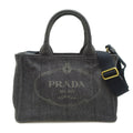 Prada Canapa Women's Tote Bag B2439G Denim NERO (Black)