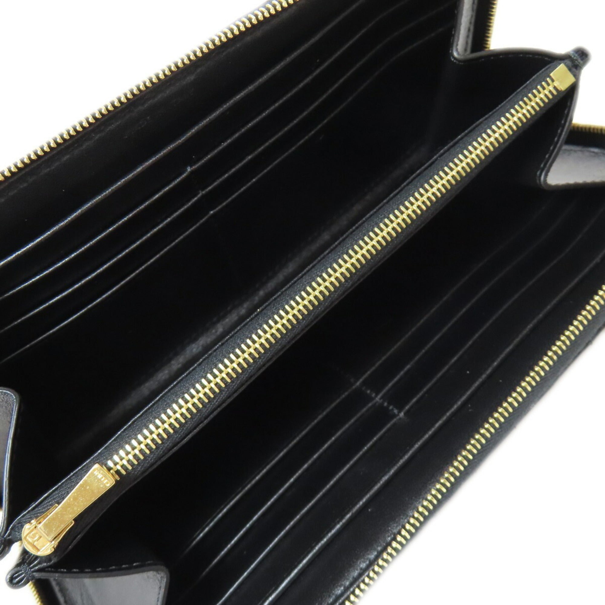 CELINE Round Long Wallet Leather Women's