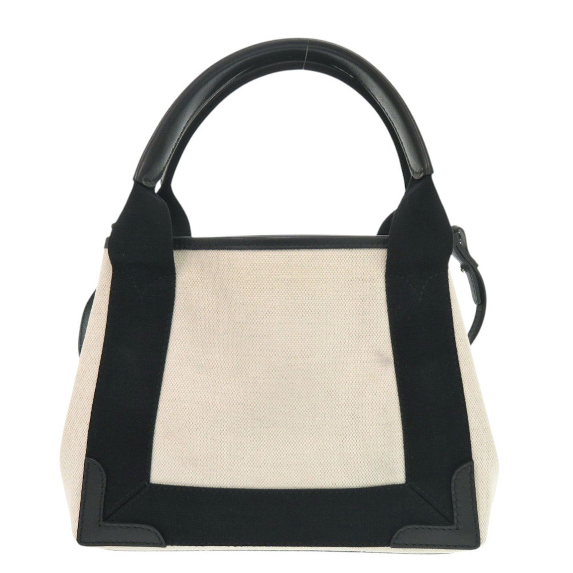 Like new Balenciaga Navy Cabas XS Canvas and Leather in Light Beige Black, 2-Way Handbag 0433 BALENCIAGA — Like New