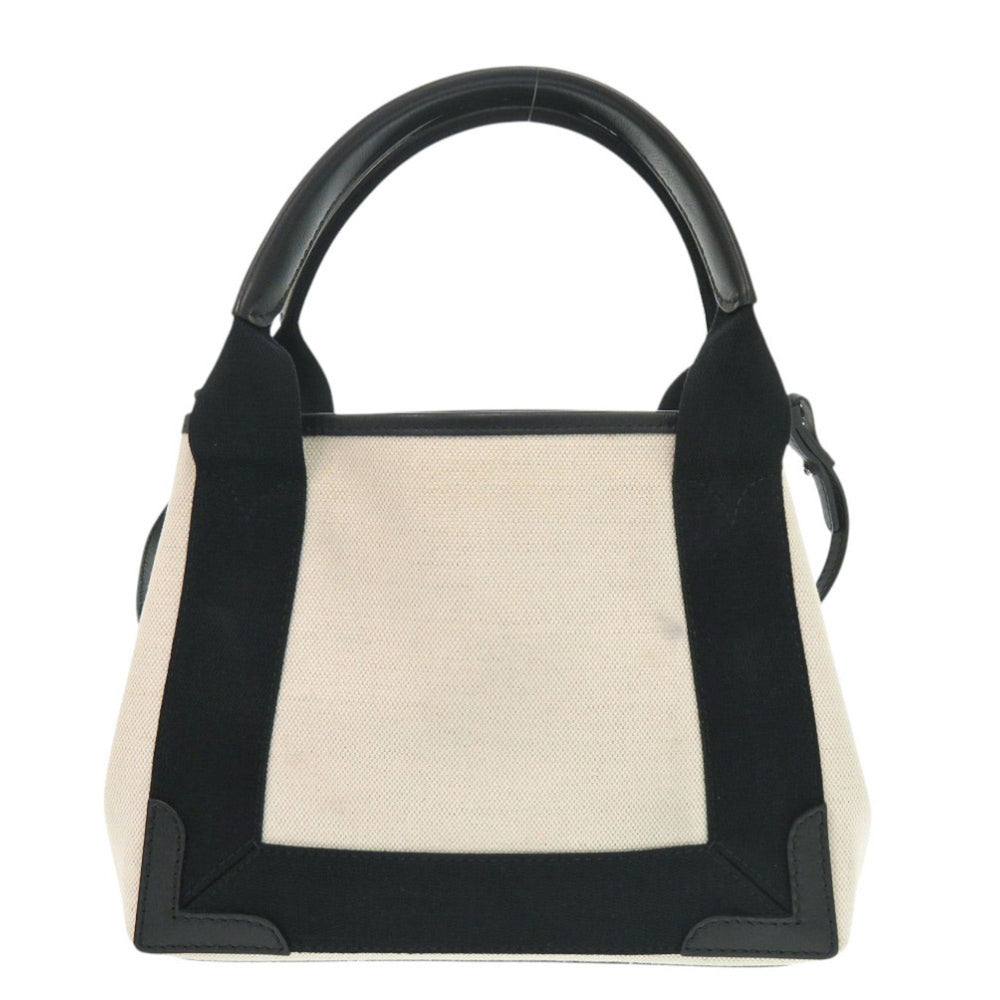Like new Balenciaga Navy Cabas XS Canvas and Leather in Light Beige Black, 2-Way Handbag 0433 BALENCIAGA — Like New