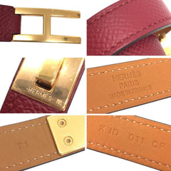 Hermes HERMES Leather Bracelet Drag Double Tour T1 Size Red x — New - Store Return