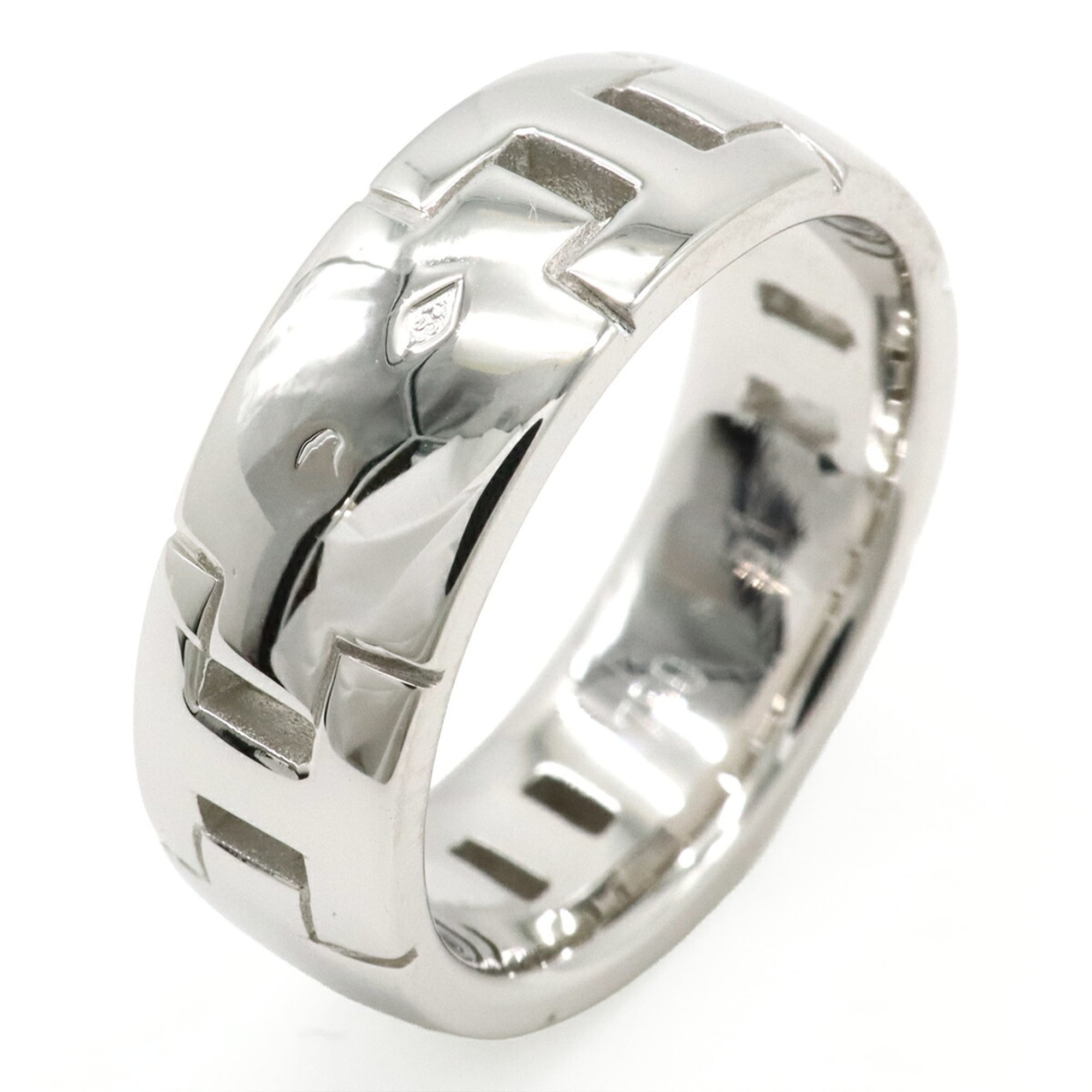 HERMES Hercules Ring, 18KWG (750WG) White Gold, Size #51 (approx. Japanese size 1) — Like New