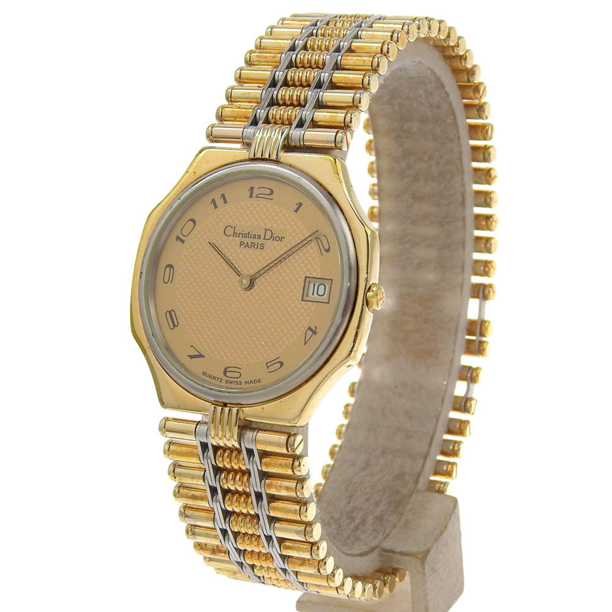 Christian Dior Date Watch 45.15.01 Gold-Plated Quartz Analog Display Gold Dial Men's — Good