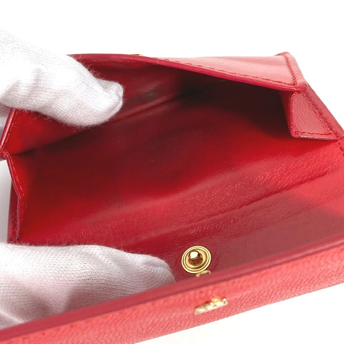 BURBERRY TB Compact Wallet, Bifold Leather Women's, Red