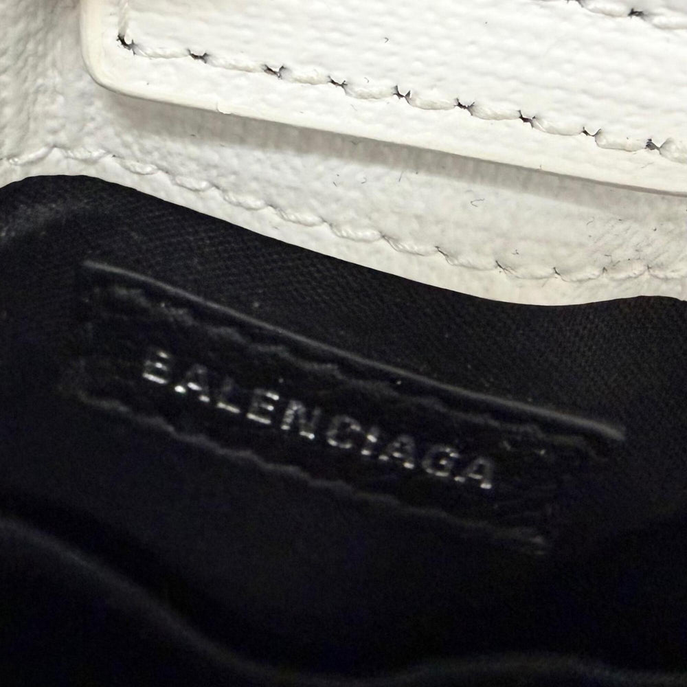 BALENCIAGA 593826 Logo Leather Shopping Phone Holder Shoulder Bag White Men's with Dust — Like New