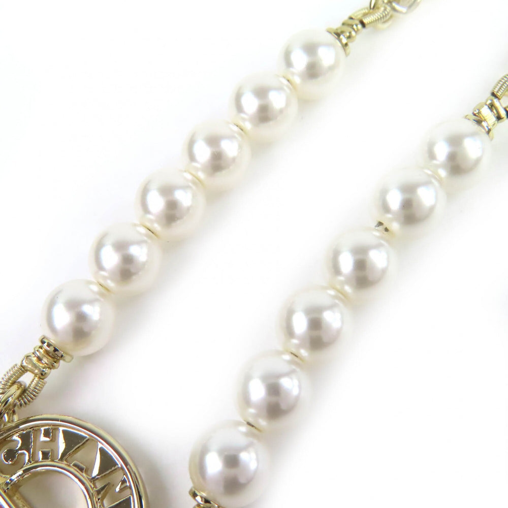 CHANEL (Chanel) 2024 Model B24S ABD331 B16656 Coco Mark Rhinestone Matelassé Bag Motif Faux Pearl Logo Necklace Champagne Gold Pink Comes with Box Made in Italy Women's — Like New