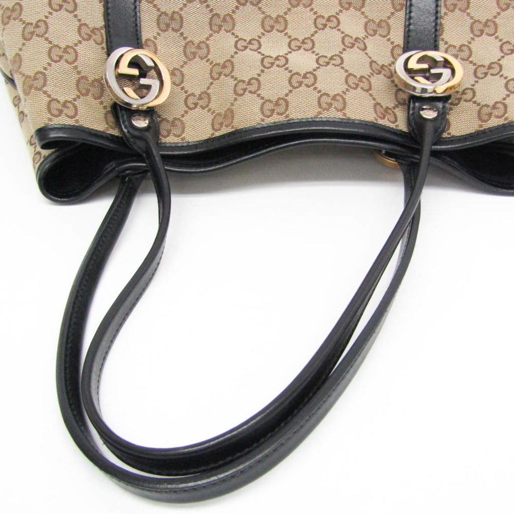 Gucci GG Twins 232957 Women's Canvas Tote Bag Beige,Black — Like New