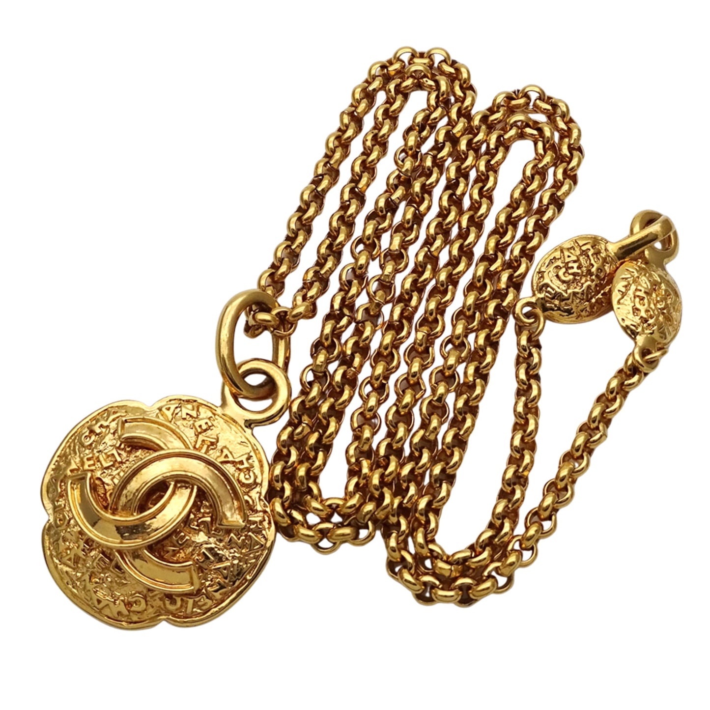Chanel CHANEL necklace with Coco Mark, women's and men's brand GP gold logo clover pendant