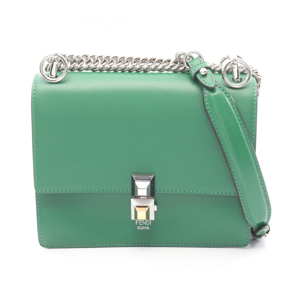Fendi MINI KAN I shoulder bag, leather, women's, green, 8M0381