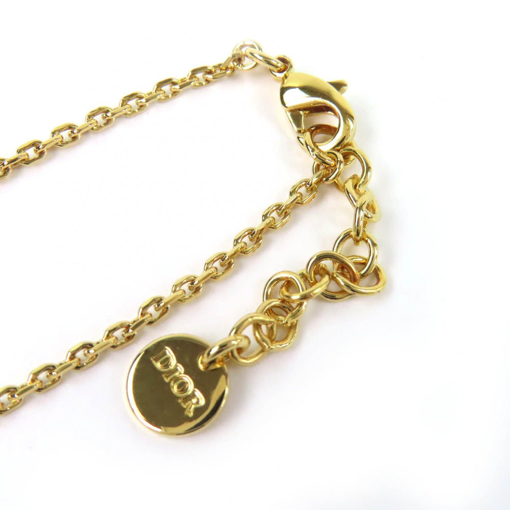 Christian Dior N3477WOMCY Clair D Lune Rhinestone CD Logo Heart Necklace 44cm Gold with Box and Dust Bag for Women — Like New