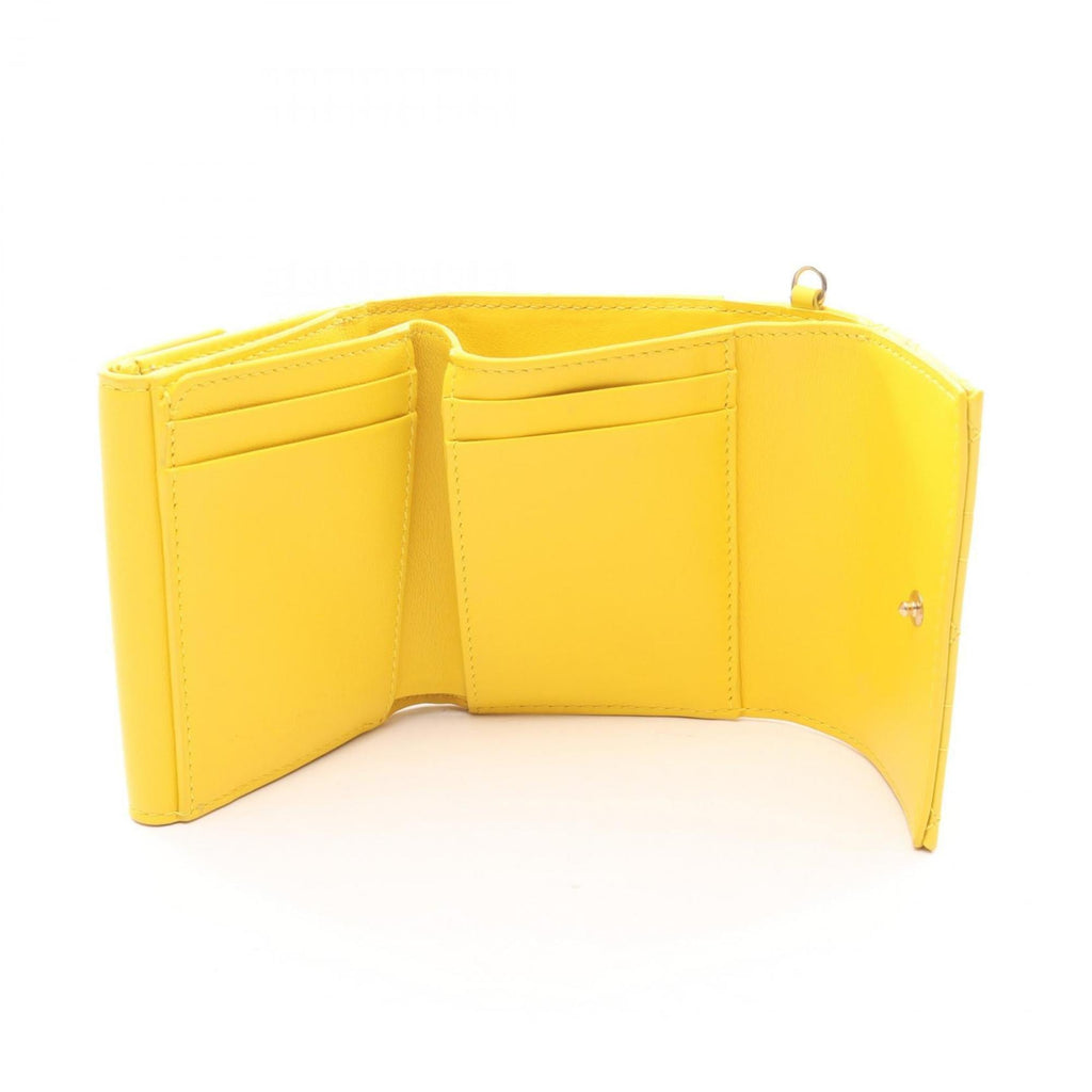 Christian Dior Dior Lady Lotus Wallet, Tri-fold Patent Leather, Women's, Yellow, S0181OVRB