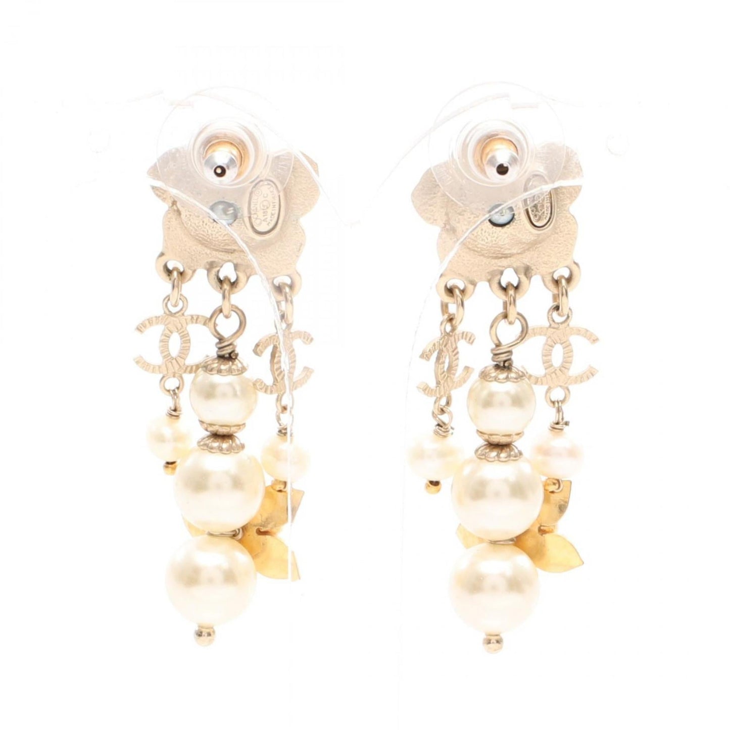 CHANEL Coco Mark Earrings with Gold-Plated Faux Pearls for Women