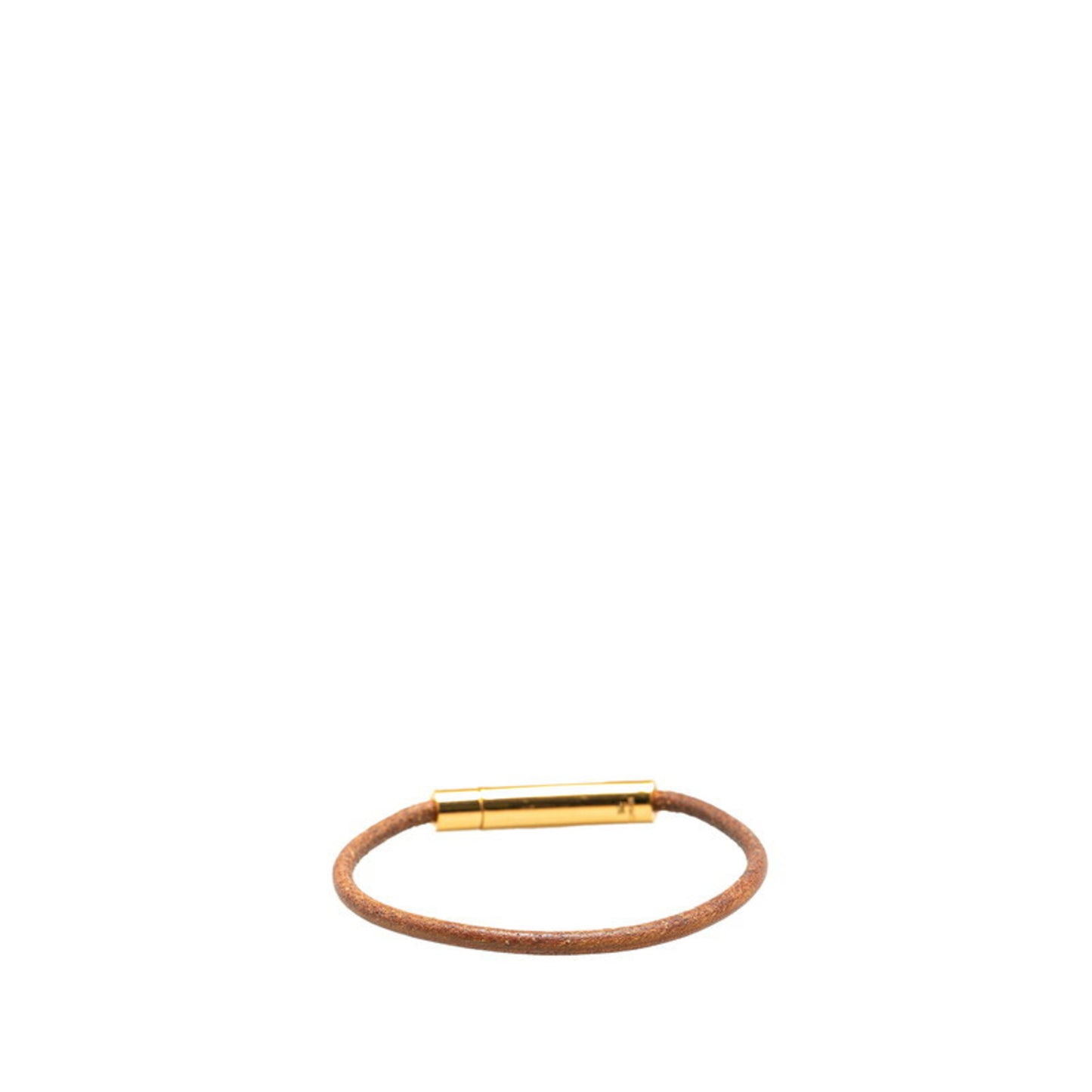 Hermes Hermès Heart Cadena Motif Bracelet in Brown Gold Plated Leather for Women