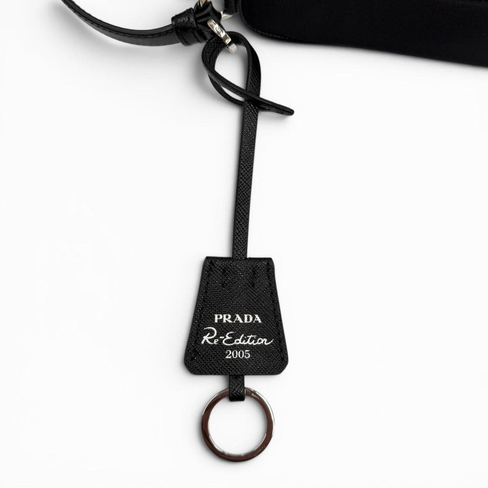 PRADA 1N204X Re-Edition 2005 Re-Nylon Triangle Logo Handbag, Black, Made in Italy, Women's, with Box and Dust Bag — Like New