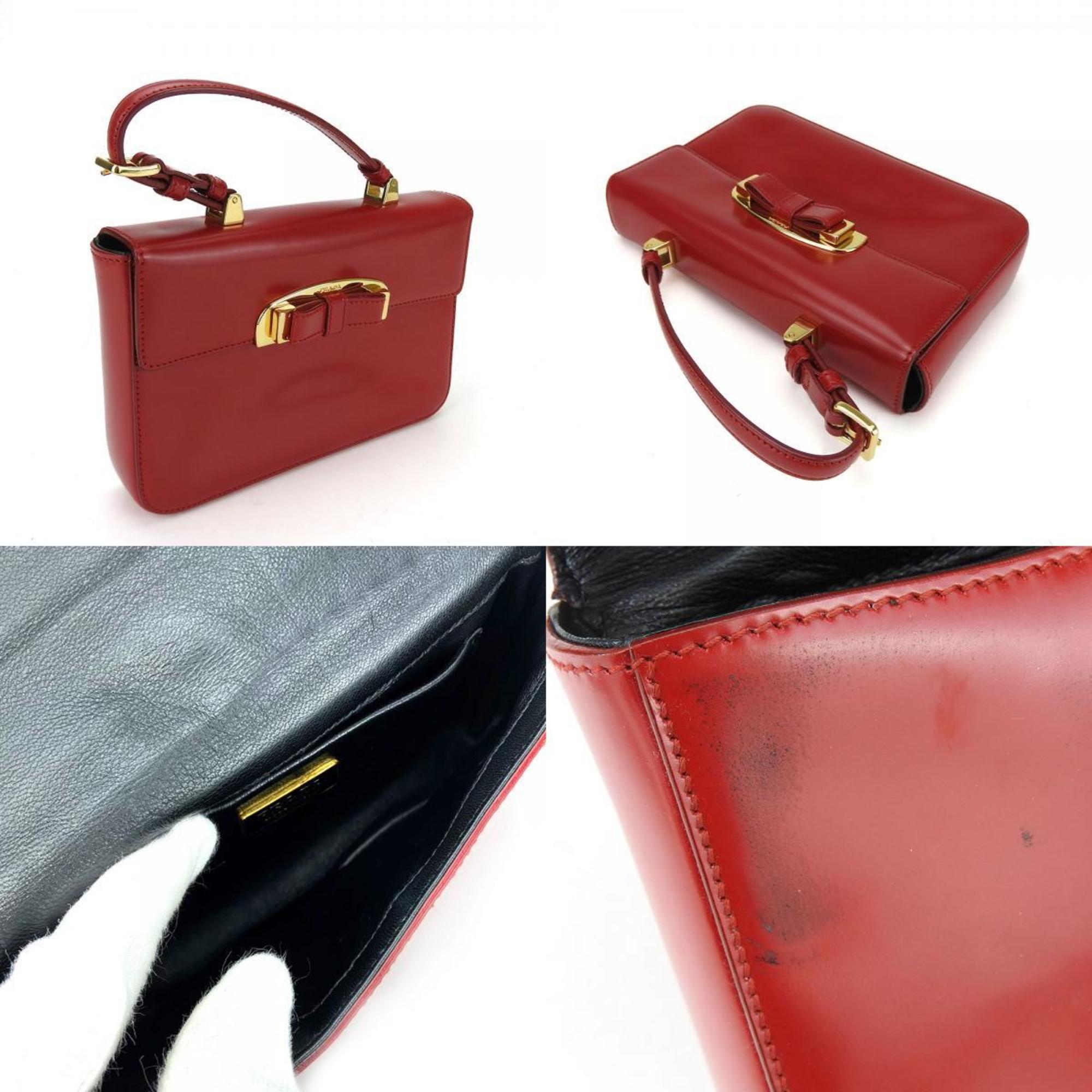 Prada Handbag BN1670 Calfskin ROSSO Red Bag Ribbon Women's PRADA