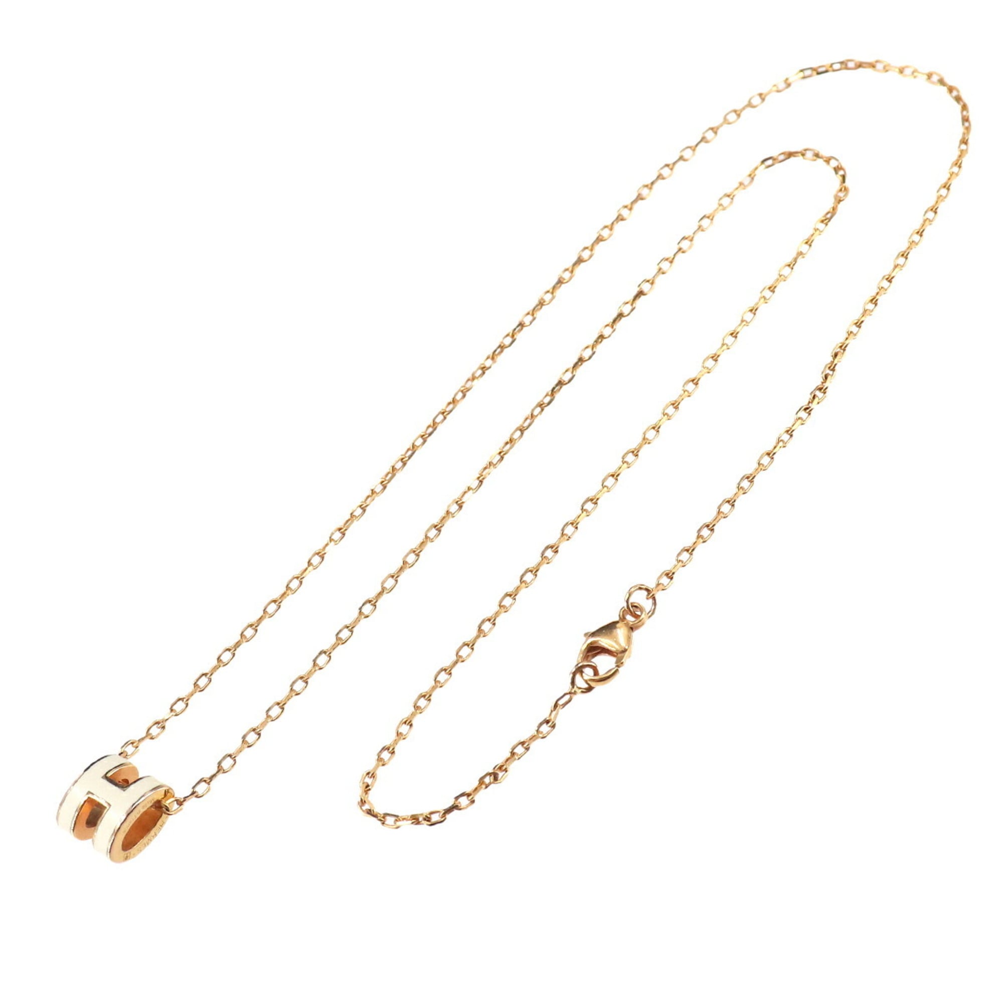 Hermes Mini Pop H Necklace, White Gold — New - Store Return