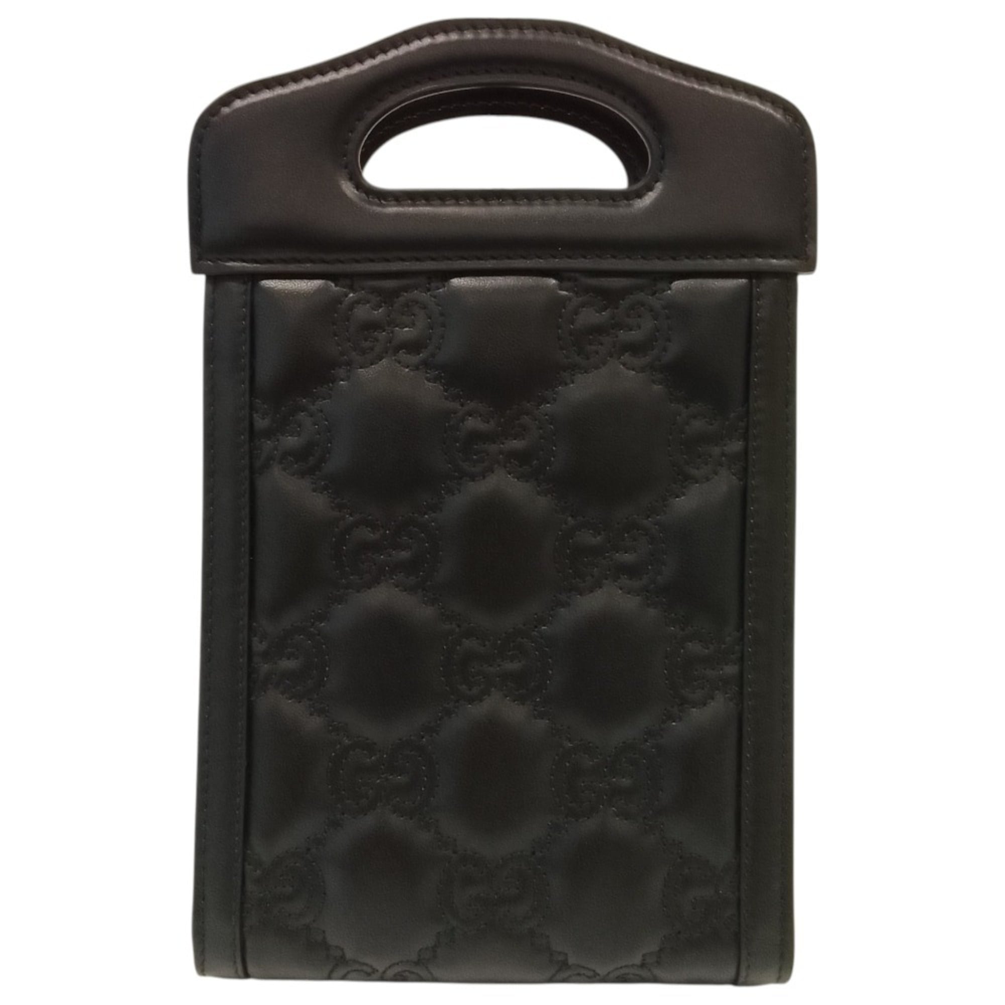 GUCCI GG Matelassé Mini Top Handle Bag Shoulder 723776 Black Women's — Like New