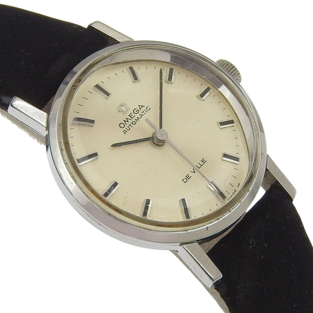 Omega De Ville 565.005 Women's Watch - Stainless Steel x Leather Strap, Silver, Automatic Movement, Analog, Silver Dial — Good