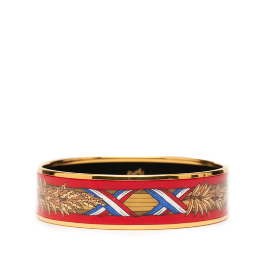 Hermes GM Enamel Cloisonné Bracelet in Gold, Red, and Multicolor Plated for Women