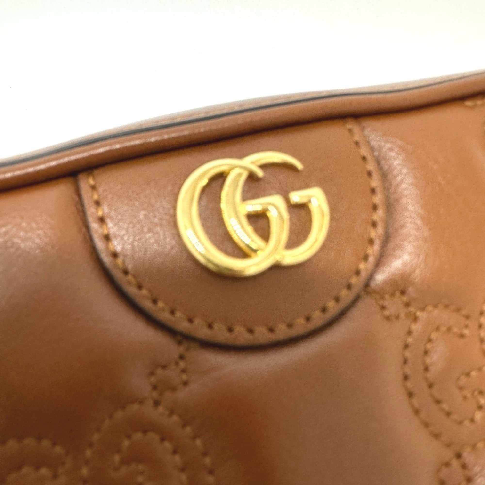 GUCCI 702234 GG Matelasse Double G Small Crossbody Shoulder Bag Leather Women's Brown E-240918-4 — New - Store Return