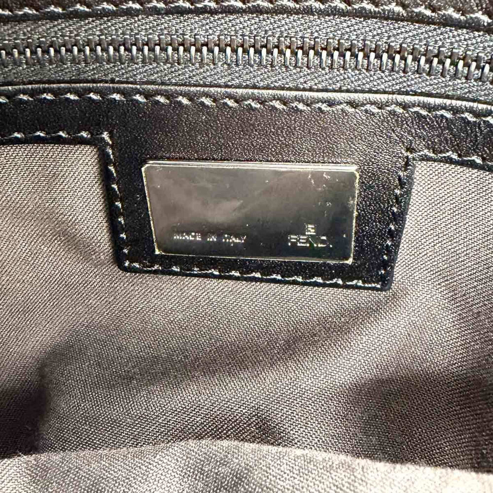 Fendi Zucchino Mamma Baguette Shoulder Handbag, Canvas, Black, 8BR001, Gunmetal Hardware — Like New