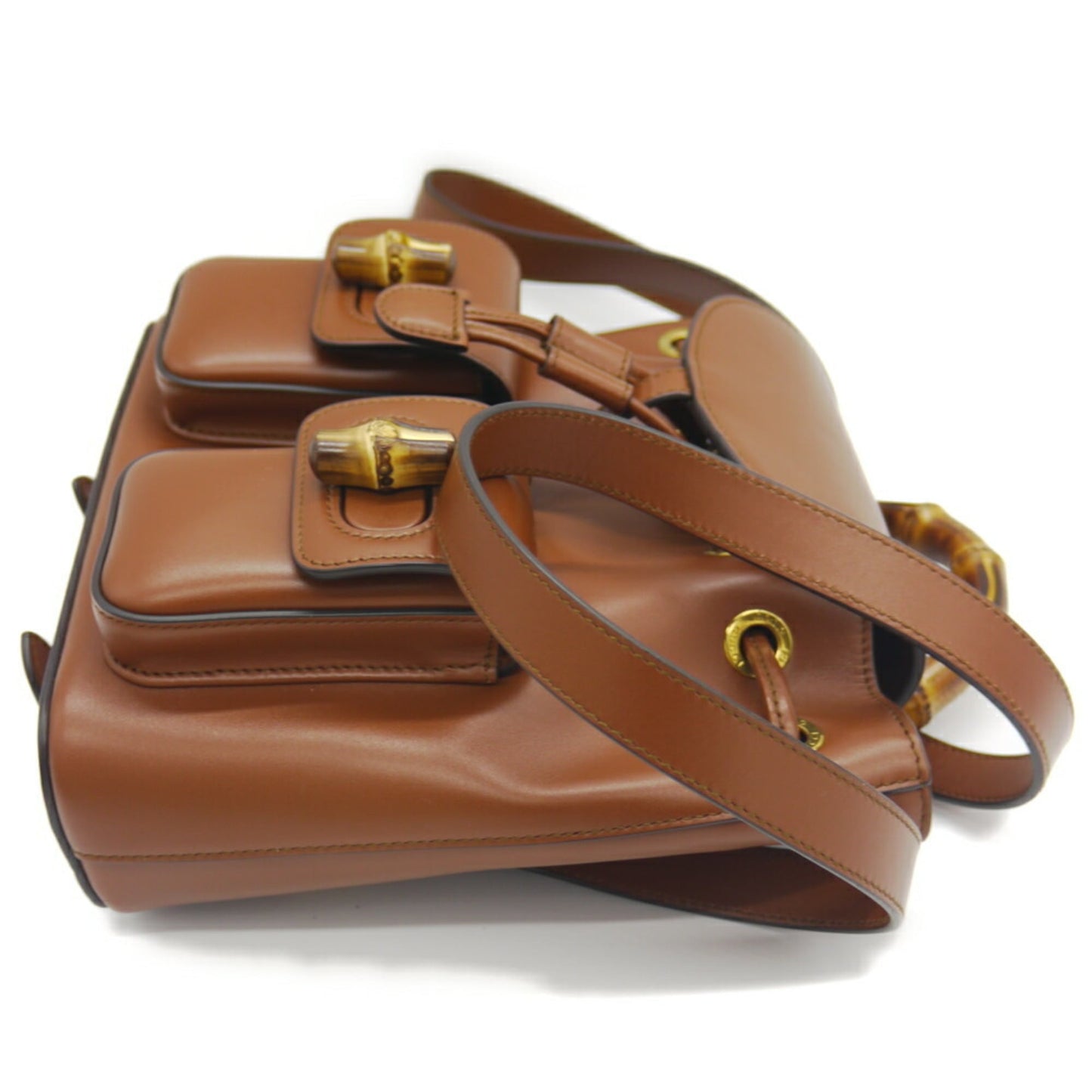 GUCCI Bamboo Backpack Brown Leather Rucksack 7102101 213317