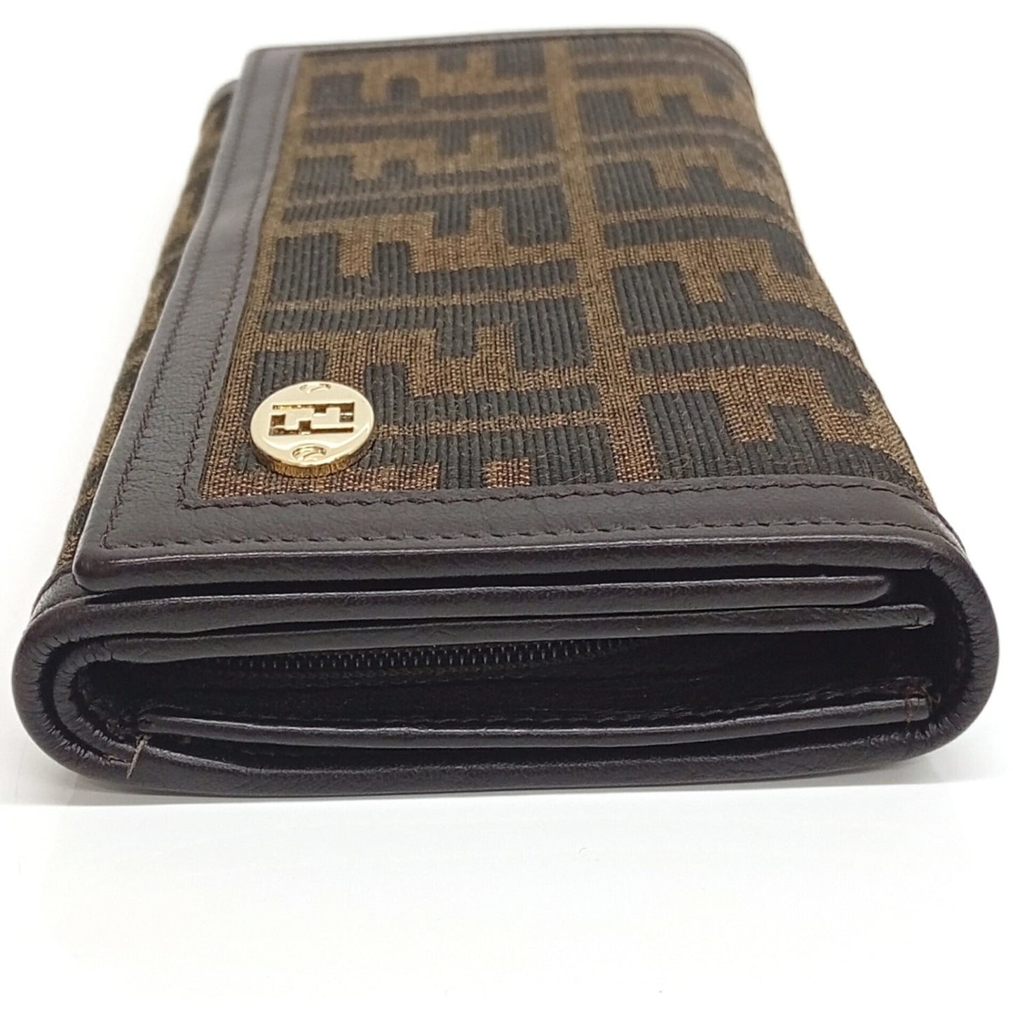 FENDI Zucca pattern long wallet, tri-fold L-shaped Fendi wallet