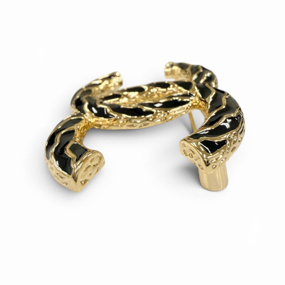CHANEL B24P Coco Mark Brooch, Gold and Black, Made in Italy, Women's Accessory — Like New