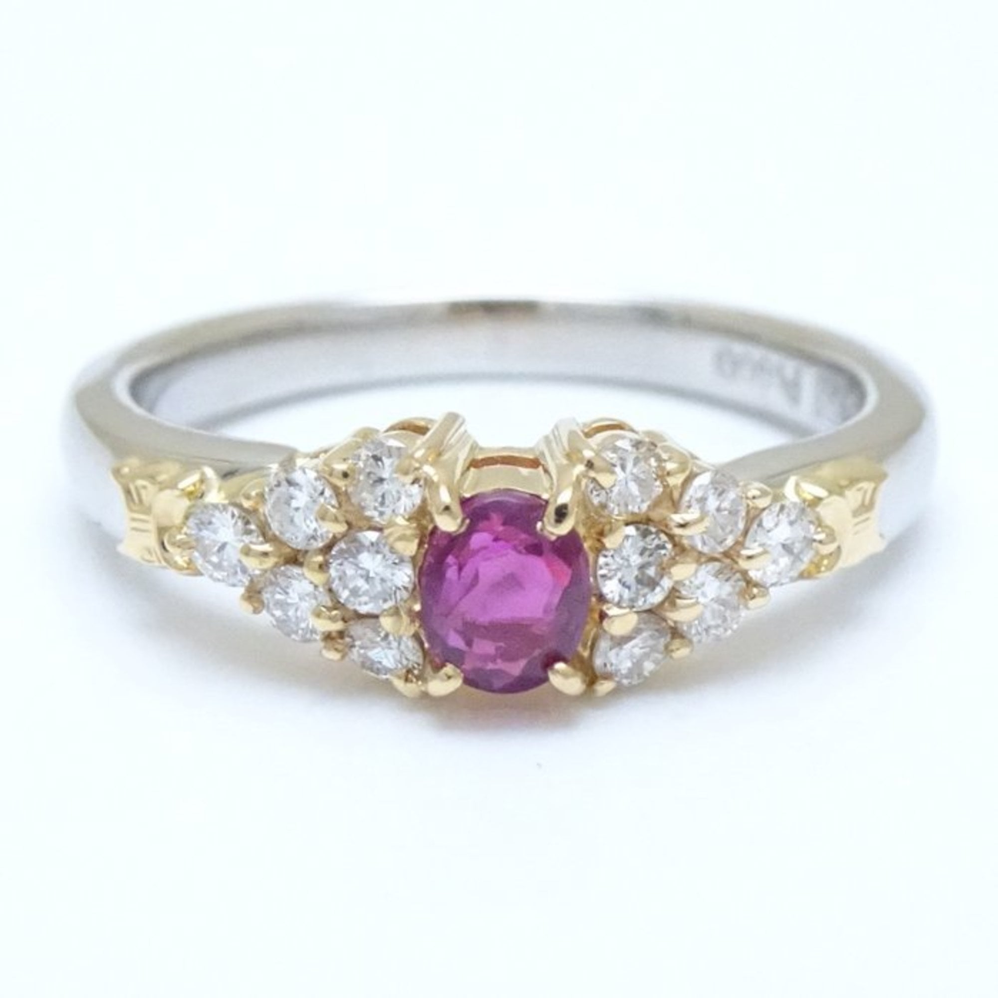 CELINE Ring, 0.34ct Ruby, 0.25ct Diamond, Pt900 Platinum x 18KYG, 292606