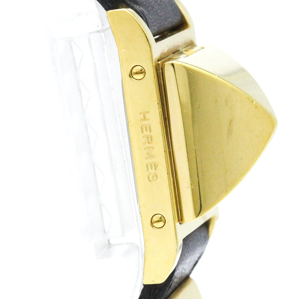 HERMES Medor Gold Plated Leather Quartz Ladies Watch — Good
