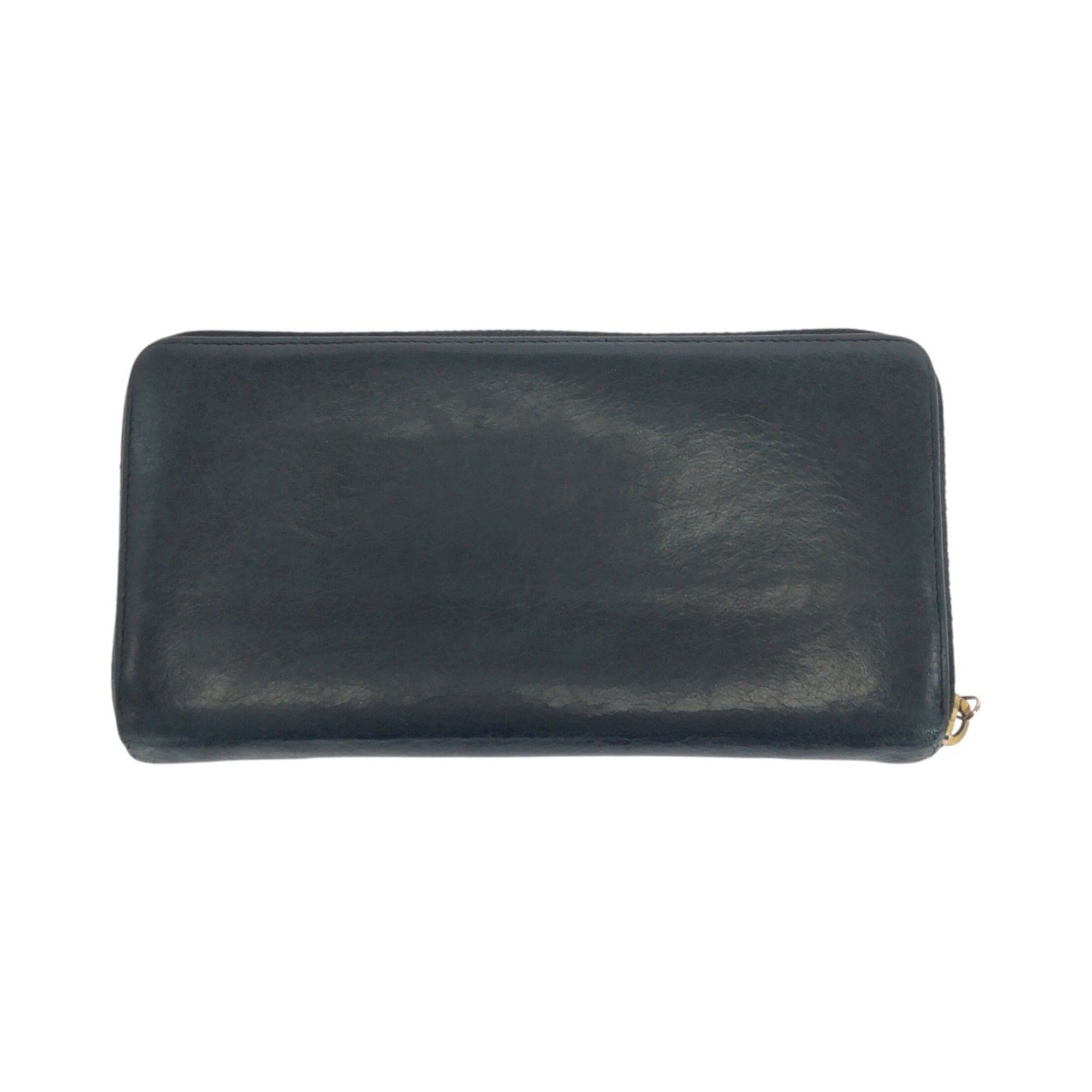 BALENCIAGA City Classic Continental Black Leather Long Wallet with Gold Hardware, Round Zipper, 253053, Women's