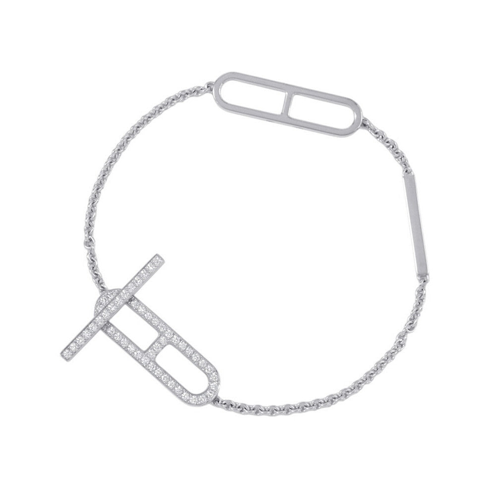 Hermes Bracelet Everchaine d'Ancre Diamond 54P Total 0.37ct 18KWG White Gold Size ST HERMES Chaine — Like New