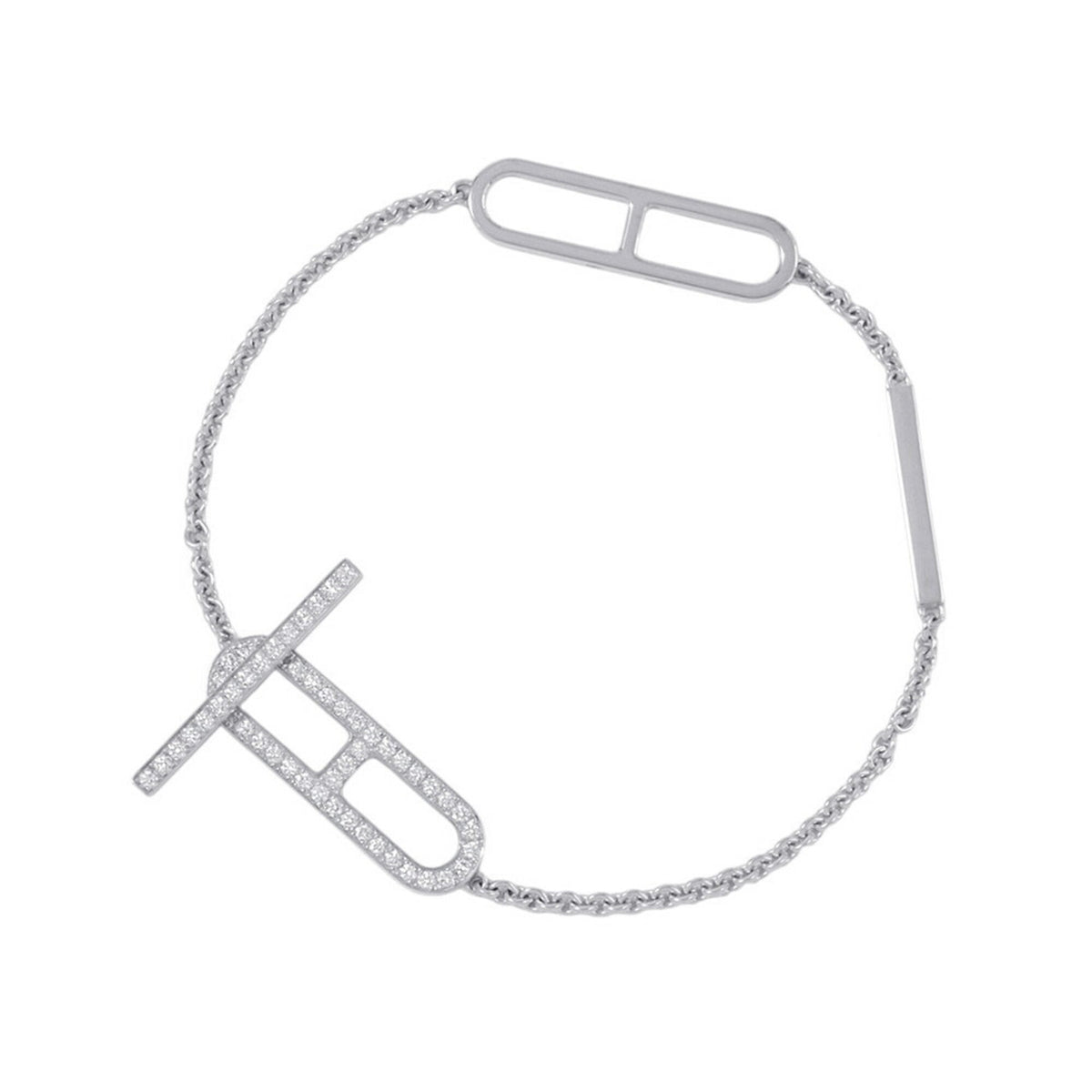 Hermes Bracelet Everchaine d'Ancre Diamond 54P Total 0.37ct 18KWG White Gold Size ST HERMES Chaine — Like New