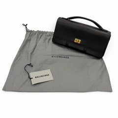 BALENCIAGA 834943 Bel Air Small Clutch Bag, 2-Way Leather Shoulder Black, Made in Italy, Women's, with Dust Bag — Like New