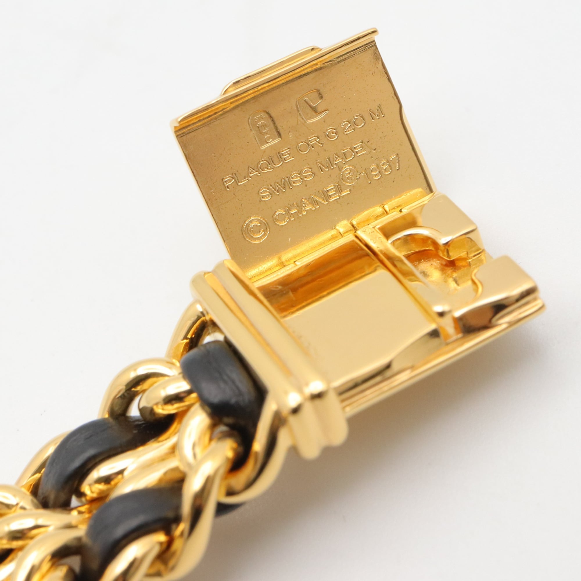 Chanel CHANEL Première XL Watch, Gold Plated (GP), Leather Strap, Women's, Black, H0001 — Very Good