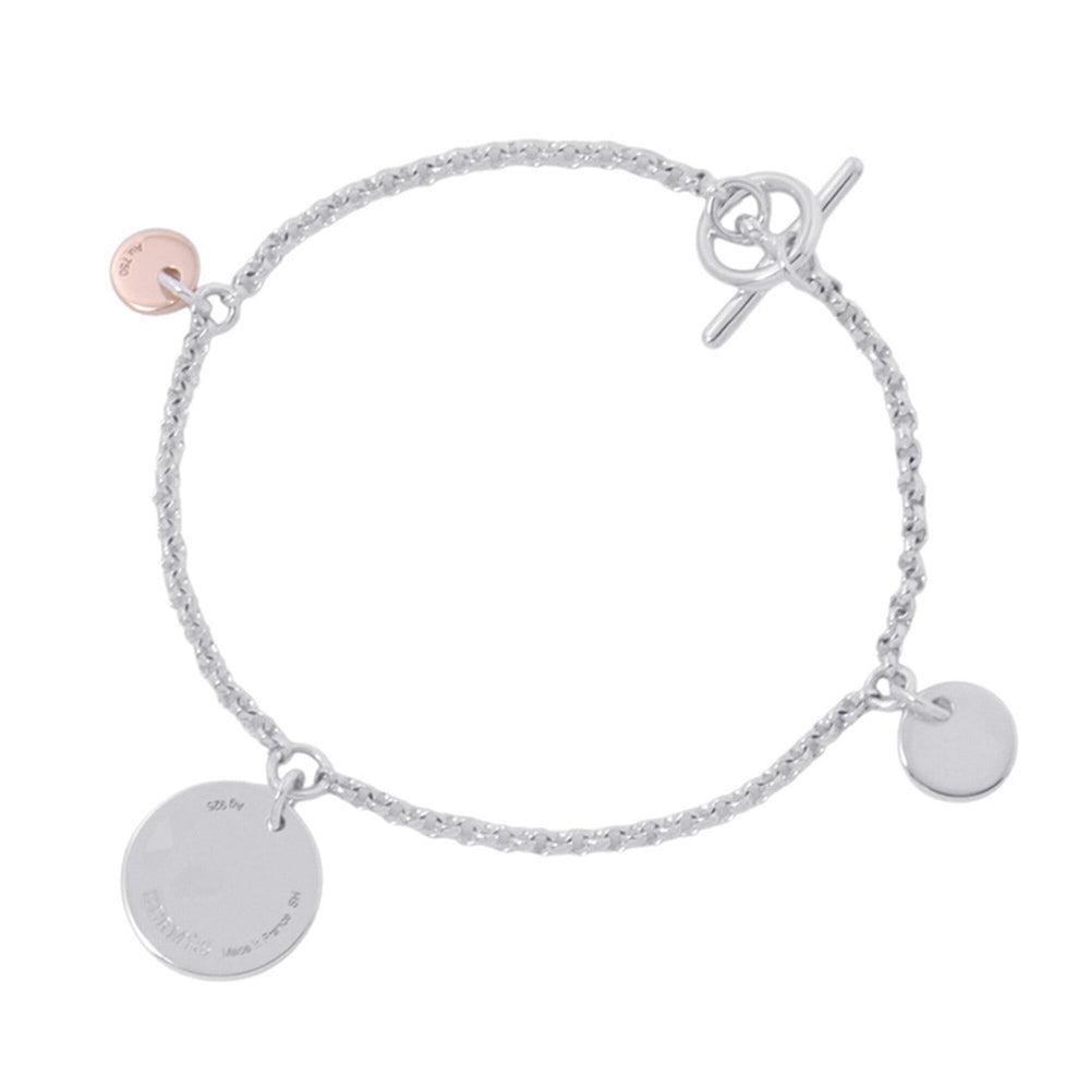 Hermes Ex-Libris PM Bracelet, SV925 Silver, 18KPG Pink Gold, Size SH. (HERMES bracelet) — Like New
