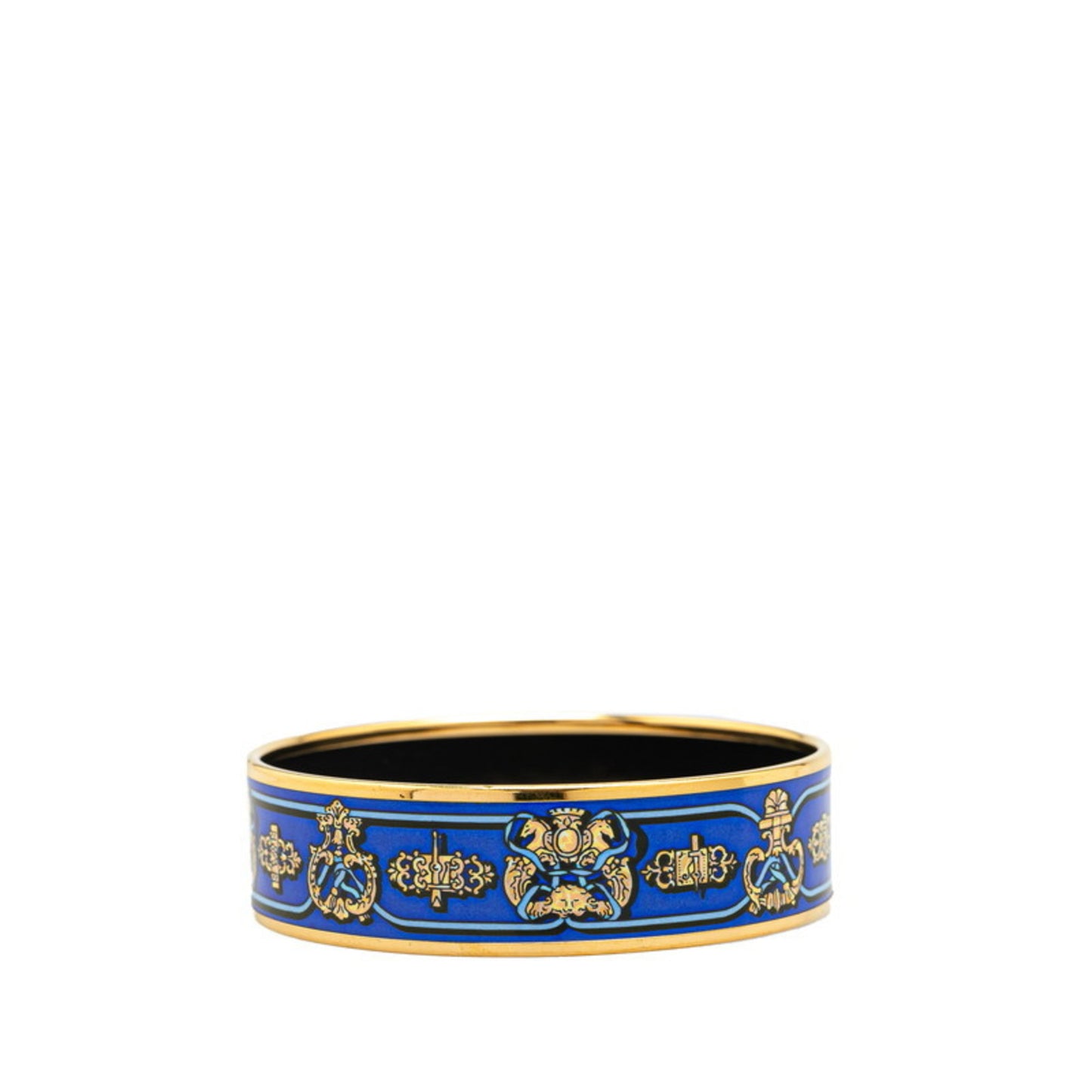 Hermes GM Emaille Bangle Blue Gold Plated Women's HERMES