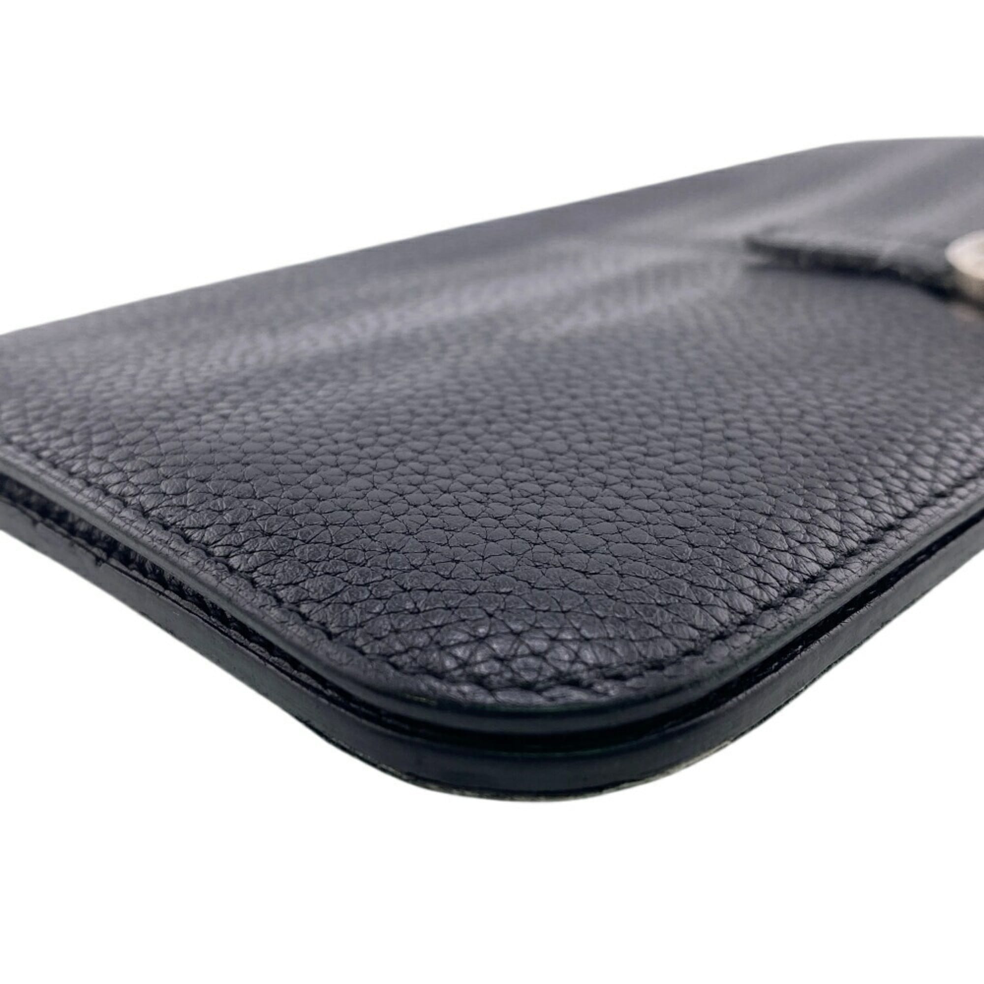 HERMES Dogon Long Wallet Black Men's