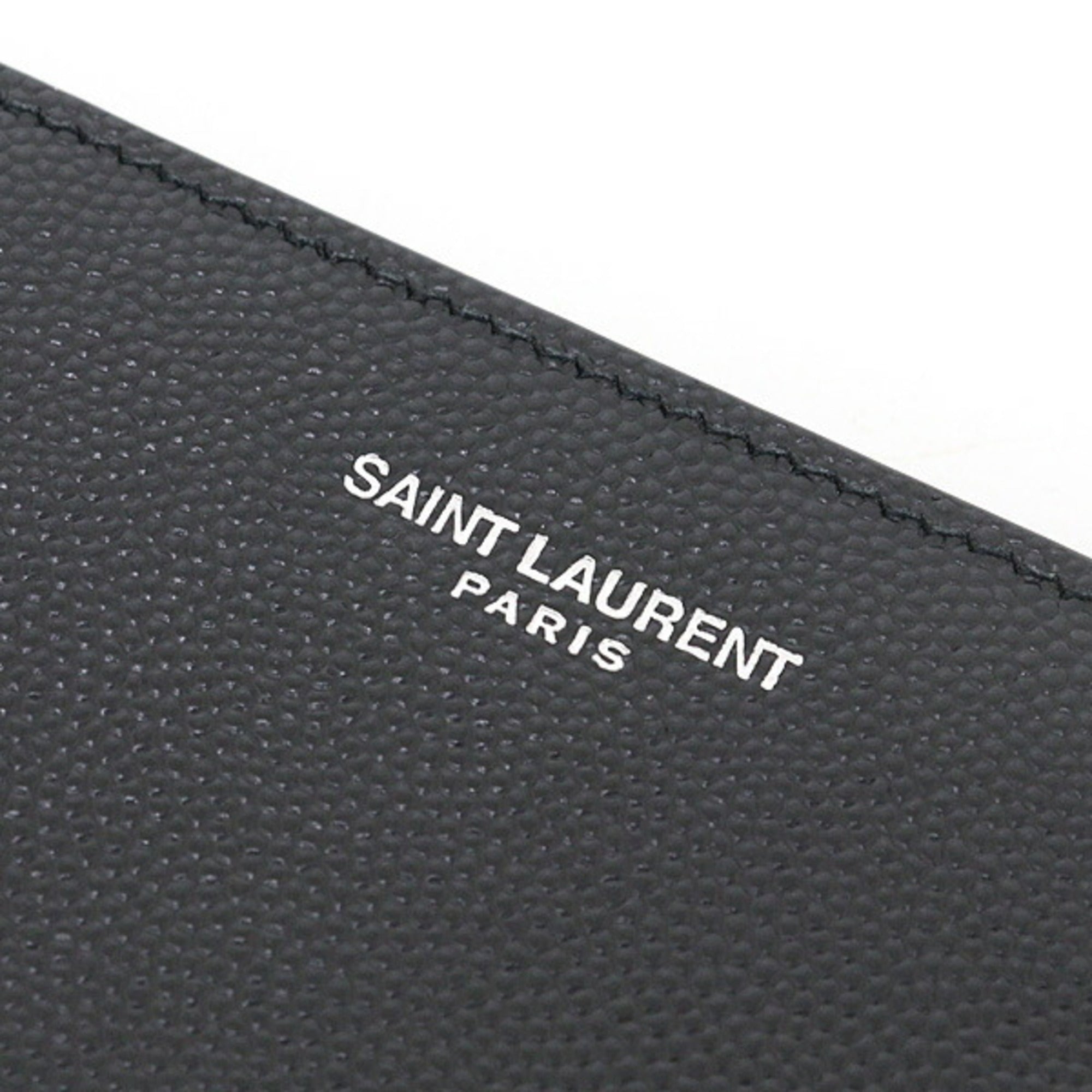 Saint Laurent Paris Bill Clip Wallet in Grained Leather, Black, Bifold, 378005