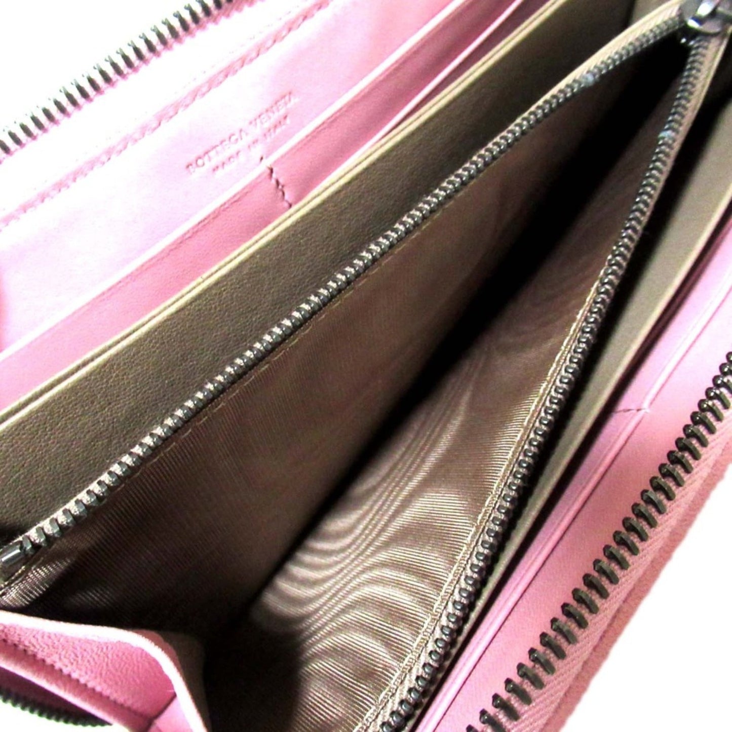 BOTTEGA VENETA Intrecciato Round Zip Long Wallet, Pink, Men's and Women's