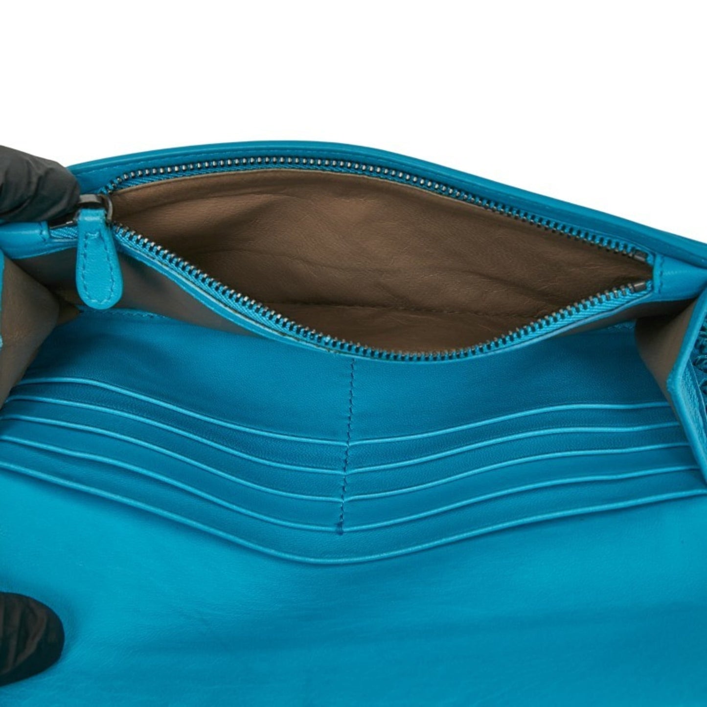 Bottega Veneta Intrecciato Long Wallet Blue Leather Women's BOTTEGAVENETA