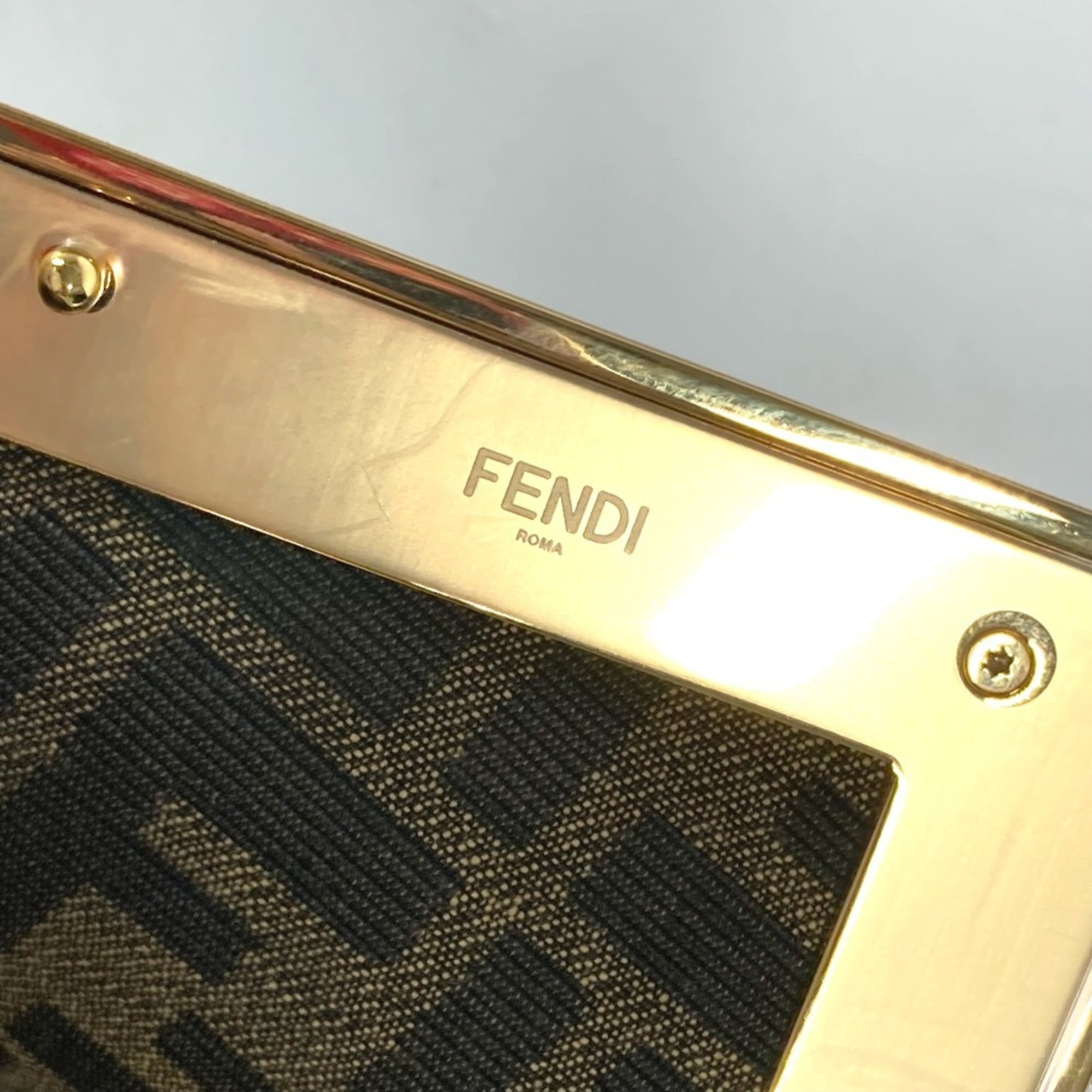 FENDI 8BP129 Pochette First Small Shoulder Bag Clutch Leather Women's White Grey E-240710-9 — Like New