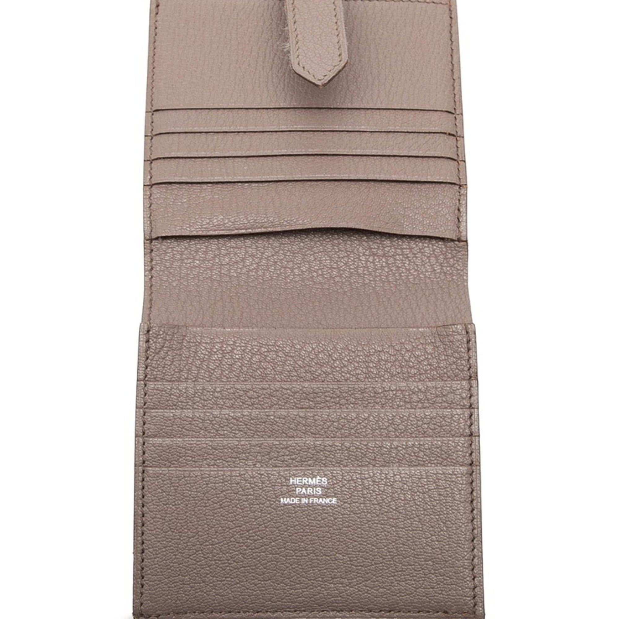 Hermes Hermès Bearn Compact Bi-fold Wallet in Greige/Gray Chevre, Women's