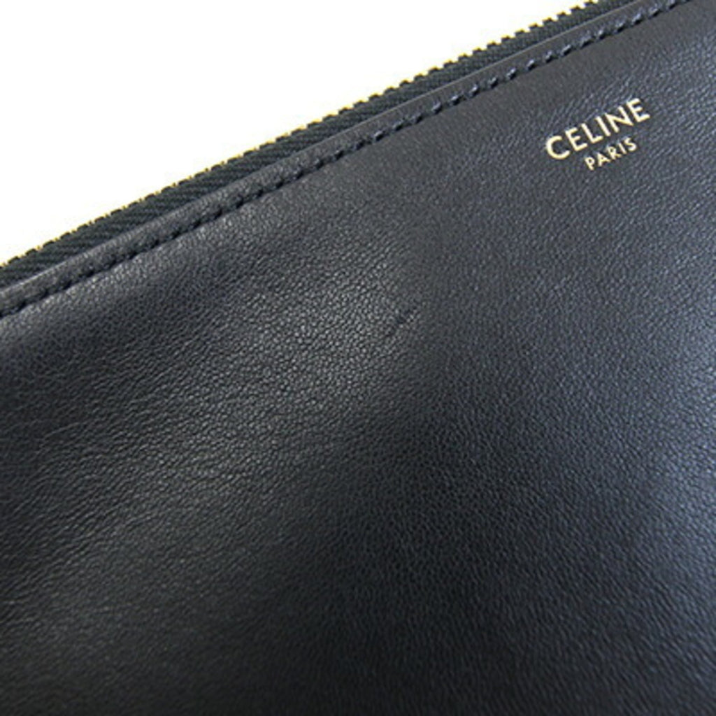 Celine Trio Large Shoulder Bag 187613 Black Leather Crossbody for Women