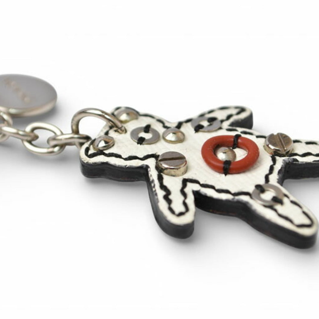 Prada Charm Keychain PRADA Trick Robobear Bear White Red Silver